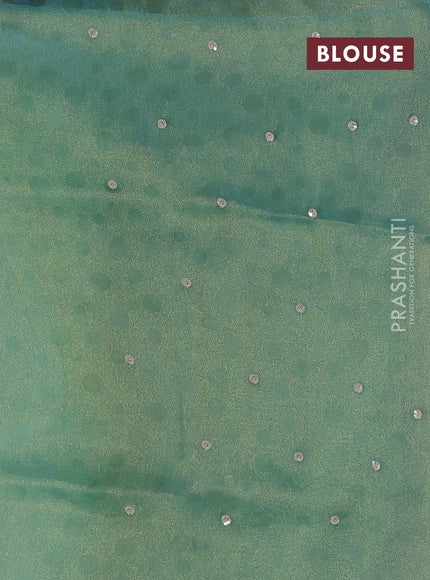 Teal Tissue Silk Embroidery Saree