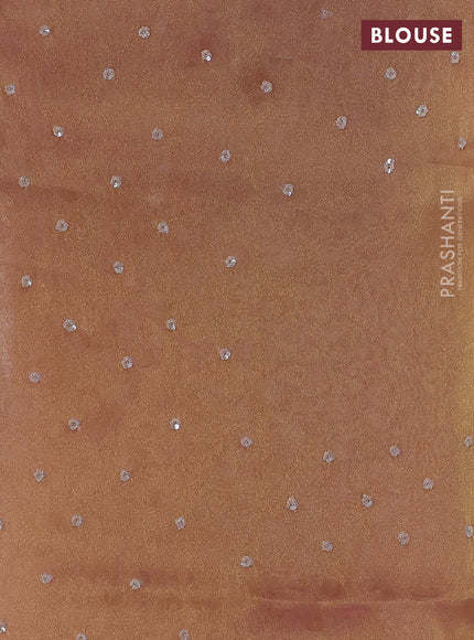 Peach & Mauve Pink Tissue Silk Embroidery Saree