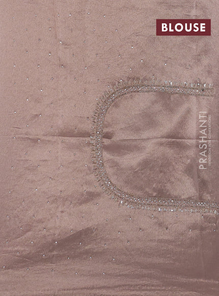 Pastel Peach Tissue Silk Embroidery Saree