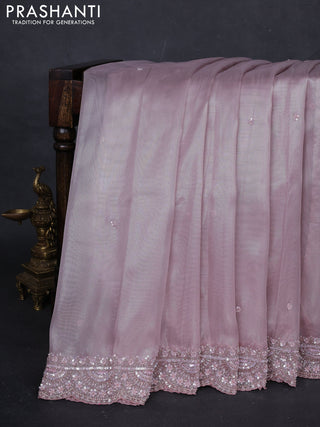 Pastel Pink Tissue Silk Embroidery Saree