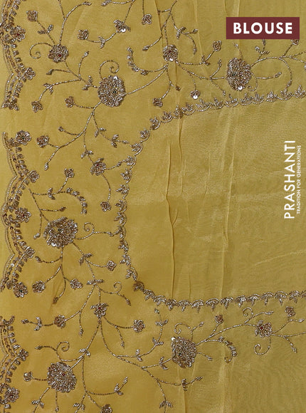 Yellow Tissue Silk Embroidery Saree