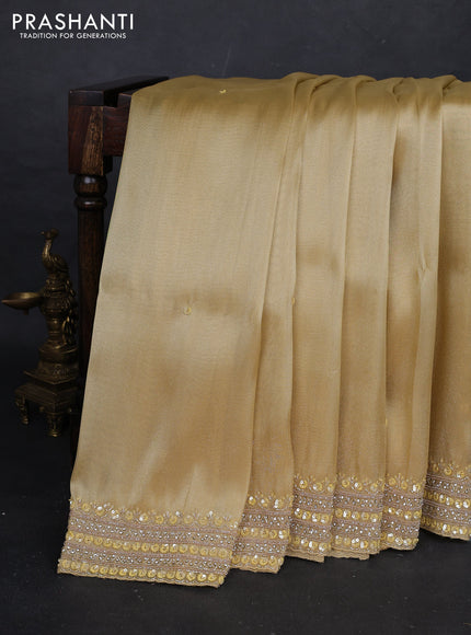 Yellow Tissue Silk Embroidery Saree