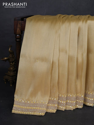 Yellow Tissue Silk Embroidery Saree