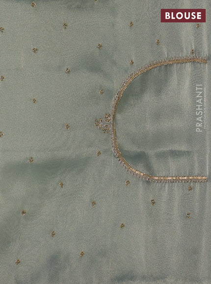 Teal Tissue Silk Embroidery Saree