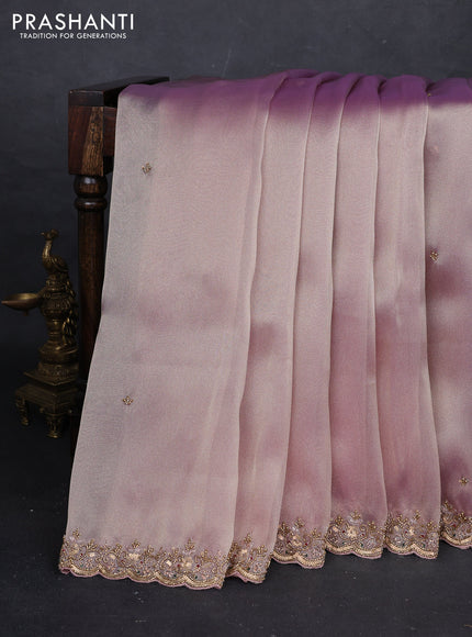 Lavender Tissue Silk Embroidery Saree