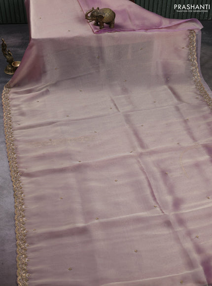 Lavender Tissue Silk Embroidery Saree