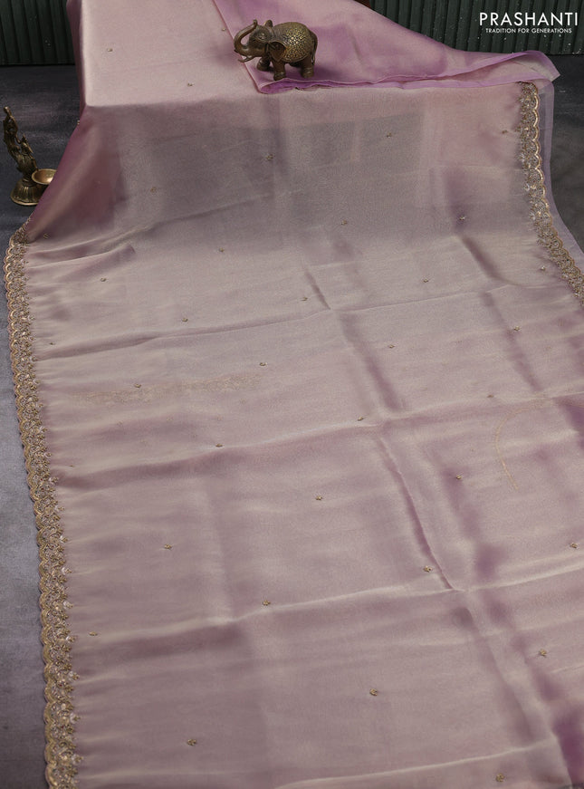 Lavender Tissue Silk Embroidery Saree