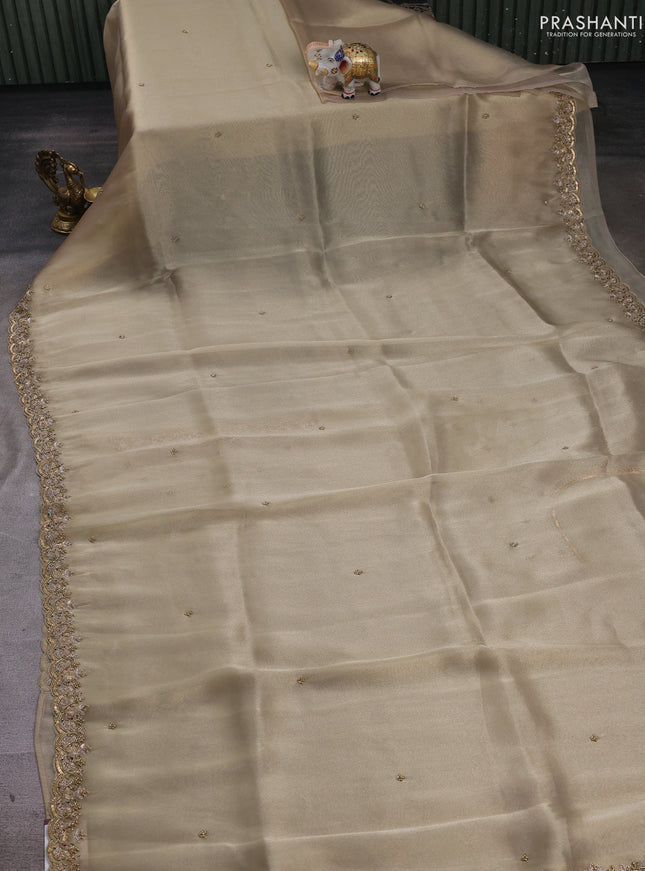 Lavender Tissue Silk Embroidery Saree