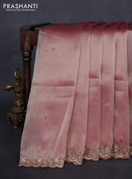 Lavender Tissue Silk Embroidery Saree