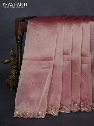 Lavender Tissue Silk Embroidery Saree
