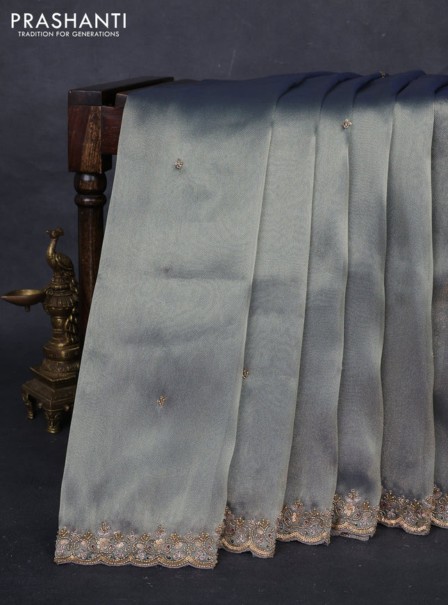 Lavender Tissue Silk Embroidery Saree