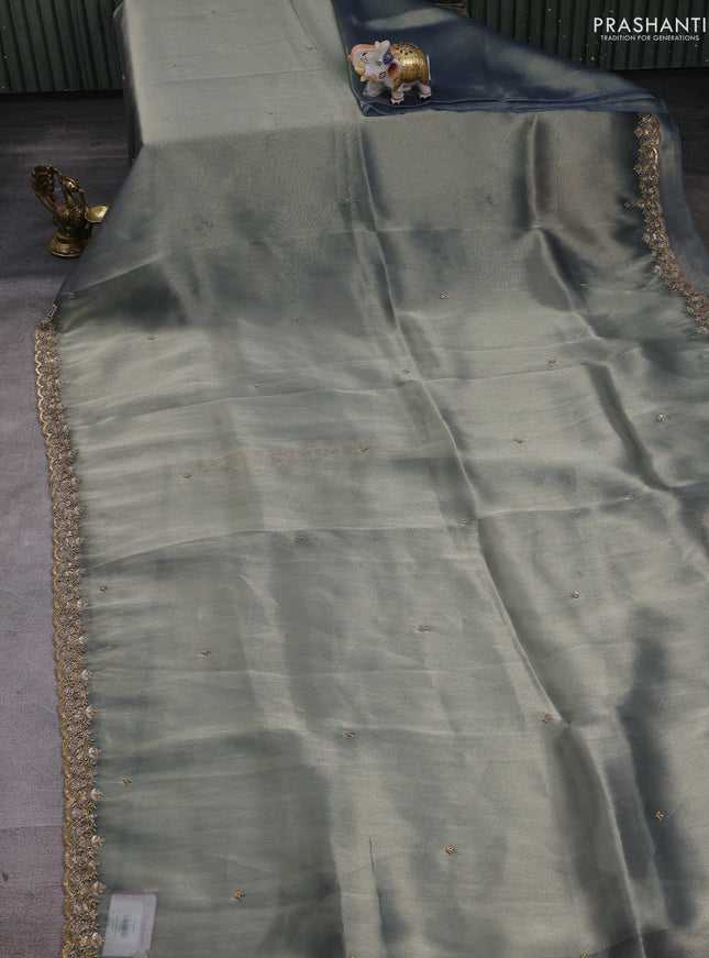 Lavender Tissue Silk Embroidery Saree