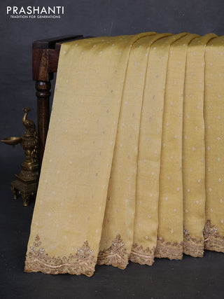 Yellow Tissue Silk Embroidery Saree