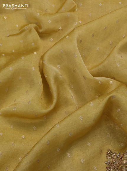 Yellow Tissue Silk Embroidery Saree