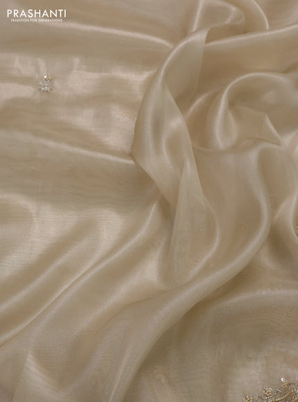 Beige Tissue Silk Embroidery Saree