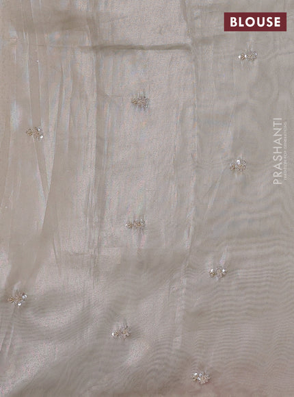 Beige Tissue Silk Embroidery Saree