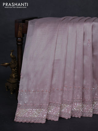 Pastel Pink Tissue Silk Embroidery Saree