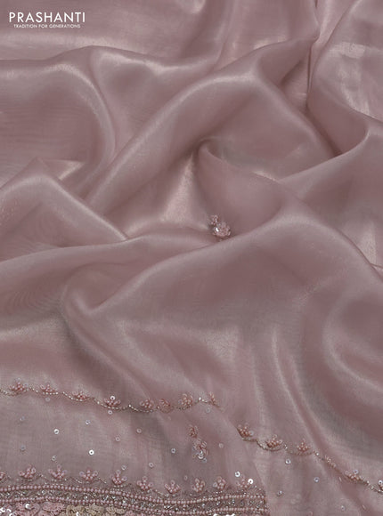 Pastel Pink Tissue Silk Embroidery Saree
