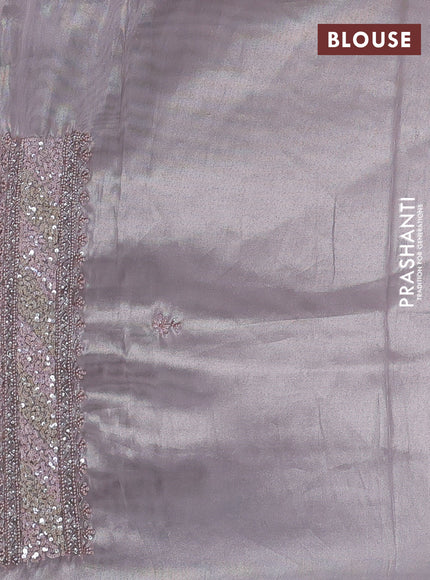 Pastel Pink Tissue Silk Embroidery Saree