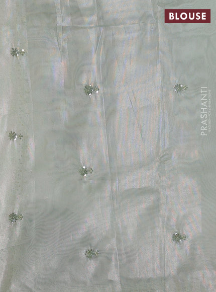 Pista Green Tissue Silk Embroidery Saree