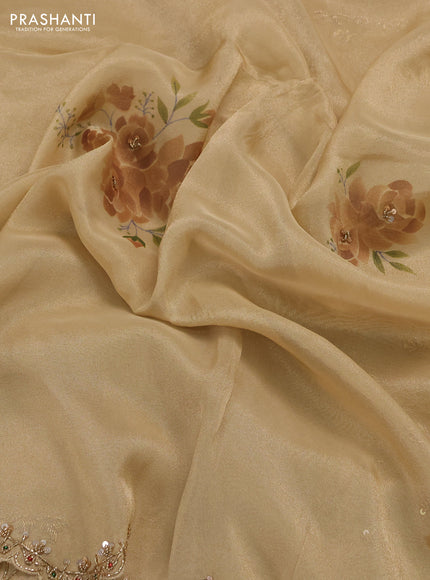 Beige Tissue Silk Embroidery Saree