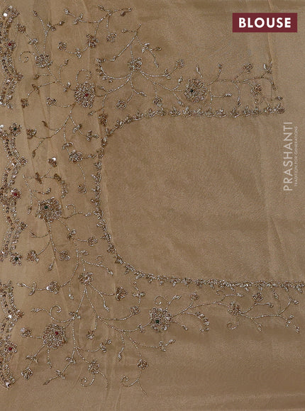 Beige Tissue Silk Embroidery Saree