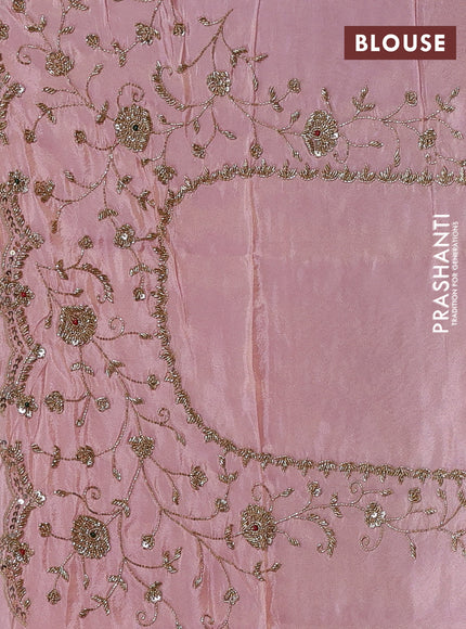 Light Pink Tissue Silk Embroidery Saree