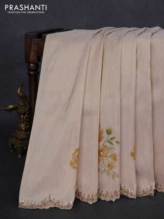 Beige Tissue Silk Embroidery Saree