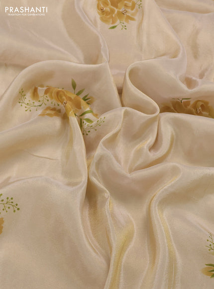 Beige Tissue Silk Embroidery Saree