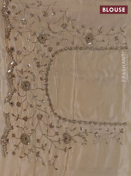 Beige Tissue Silk Embroidery Saree