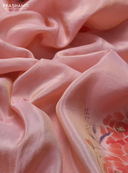 Peach Tissue Silk Embroidery Saree