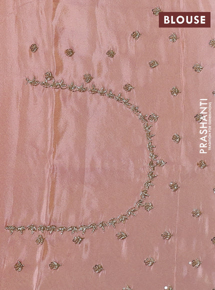 Peach Tissue Silk Embroidery Saree