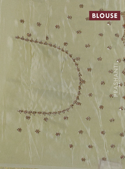 Pista Green Tissue Silk Embroidery Saree