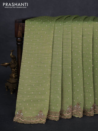 Green Tissue Silk Embroidery Saree