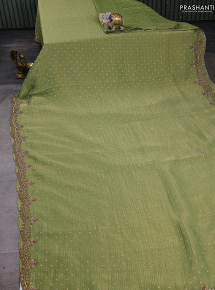 Green Tissue Silk Embroidery Saree