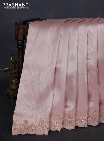 Peach Banarasi silk Embroidery Saree