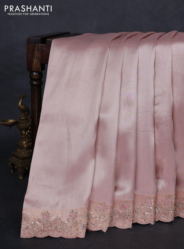 Peach Banarasi silk Embroidery Saree