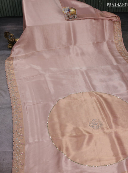 Peach Banarasi silk Embroidery Saree