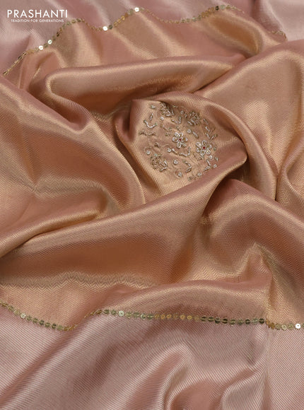 Peach Banarasi silk Embroidery Saree