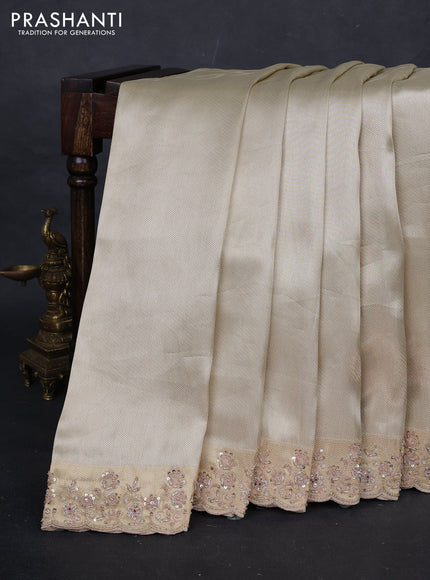 Beige Banarasi silk Embroidery Saree