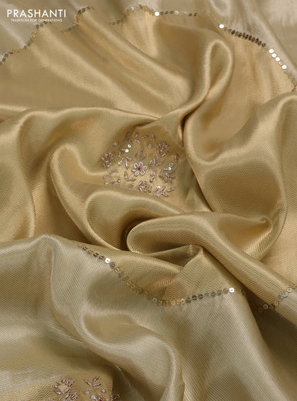 Beige Banarasi silk Embroidery Saree