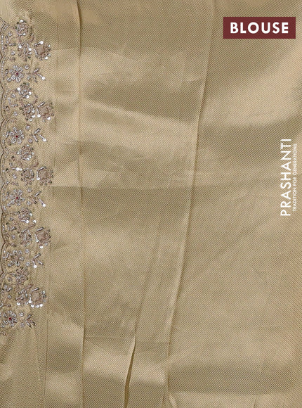 Beige Banarasi silk Embroidery Saree