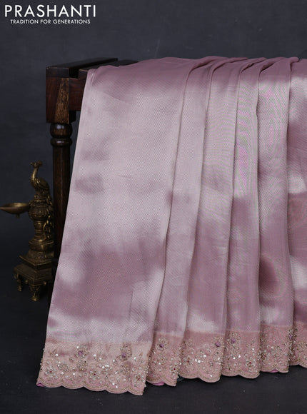 Pastel Pink Banarasi silk Embroidery Saree