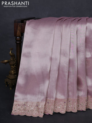 Pastel Pink Banarasi silk Embroidery Saree