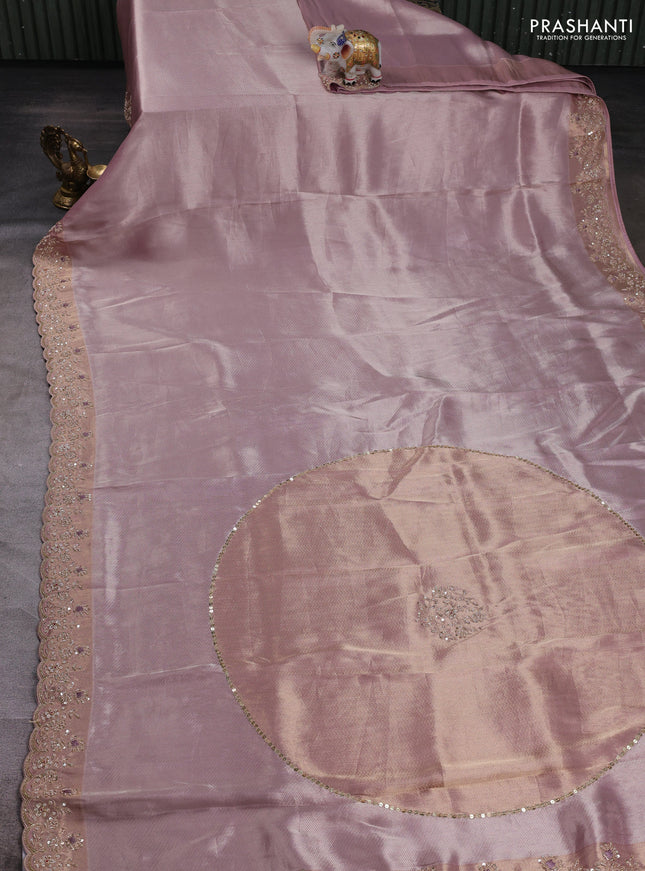 Pastel Pink Banarasi silk Embroidery Saree