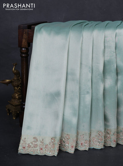 Teal Banarasi silk Embroidery saree