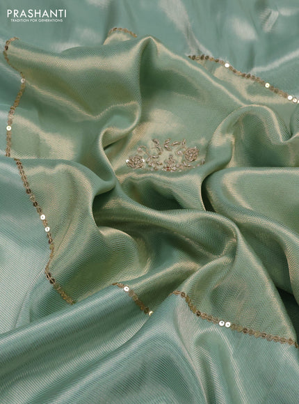 Teal Banarasi silk Embroidery saree