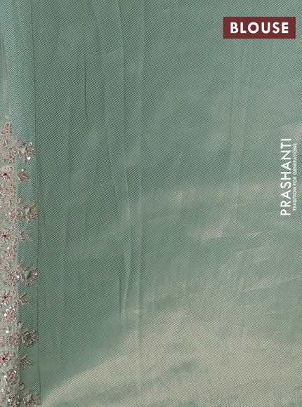 Teal Banarasi silk Embroidery saree
