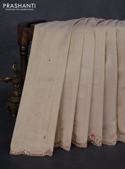 Beige Tissue Silk Embroidery Saree