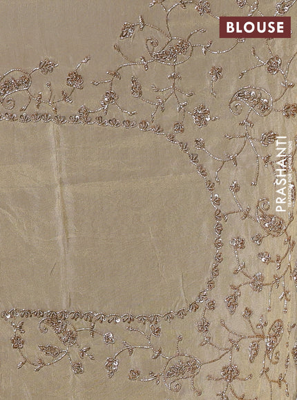 Beige Tissue Silk Embroidery Saree
